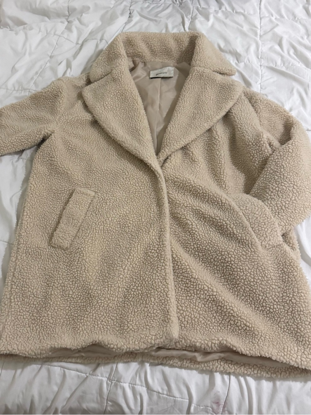 Stradivarius Plush Teddy Jacket in Cream